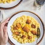 Popcorn Chicken with creamy mac and cheese